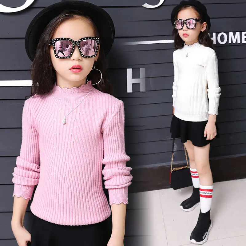 

Spring Summer Girl Slim Waisted Thin Sweaters Fashion Baby Knitwear For Girls Casual Knit Crop Top Black White Pink Red Color