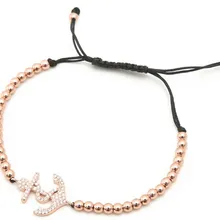 Золото серебро микро pave cz кубический цирконий веревка отрегулированный браслет из медного бисера gfr3 Якорь Шарм Плетеный Браслет