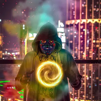 

Kids Halloween Play Glow In The Dark Toy Halloween LED Light Up Mask Clown Cosplay Costume Glow In Dark Party Mask