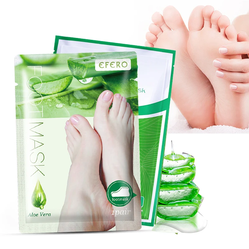 

4PCS=2Pack Exfolianting Foot Mask Foot Peeling Mask Pedicure Socks Aloe Foot Mask for Legs Remove Dead Skin Whitening Feet Cream