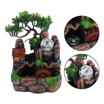 

Desktop Fountain Simulation Resin Rockery Waterscape Water Fountain Home Office Desktop Spray Humid Home Decoration 2561#