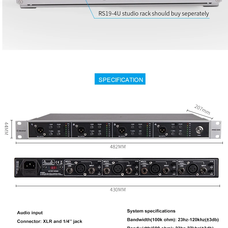 Alctron PRO DI4 4-х канальный активный DI Коробка используется в студии или для выступления, специально разработанный для преобразует high-Z с низким Z