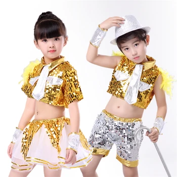 

Children Hip Hop Jazz Dance Costumes Kids Stage Performance Clothing Sequin Boys Girls Dancing Party Festival Wear Outfit