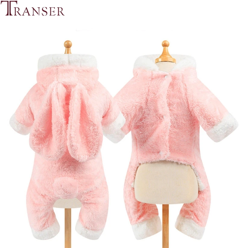 Transer розовый кролик теплый флисовый комбинезон для собак, пижама с длинными ушами, одежда для собак, зимняя одежда для питомцев, наряд для щенков 910