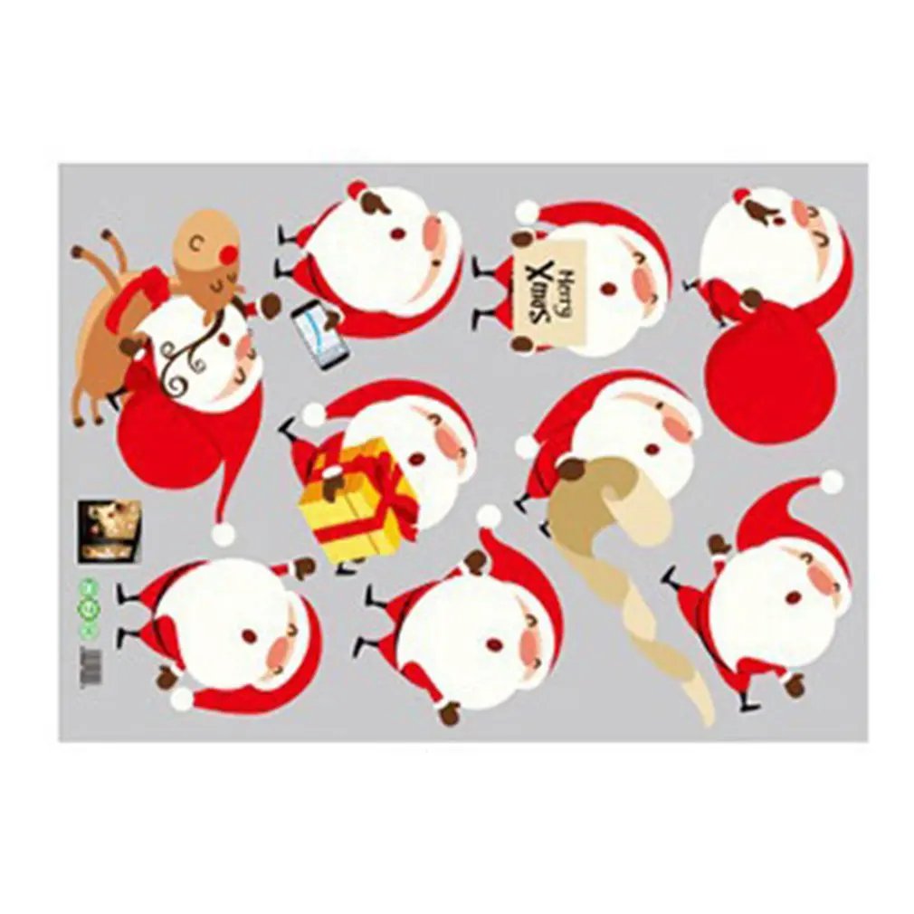 

Merry Christmas Wall Sticker Santa Claus Elk Snowman Window Glass Scene Arrangement Door And Window Decoration SK9242
