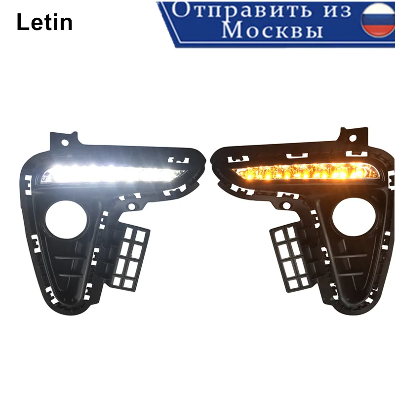For kia rio k2 2017 2018 Waterproof LED Daytime Running Light DRL Fog Lamp with turn indicator | Автомобили и мотоциклы