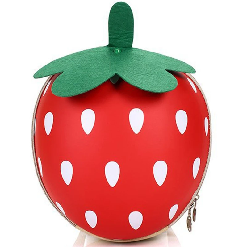 

LJL-1-5 Year Old Boy and Girl Children Backpack Schoolbag 3D Strawberry Shape Cartoon Mini Schoolbag