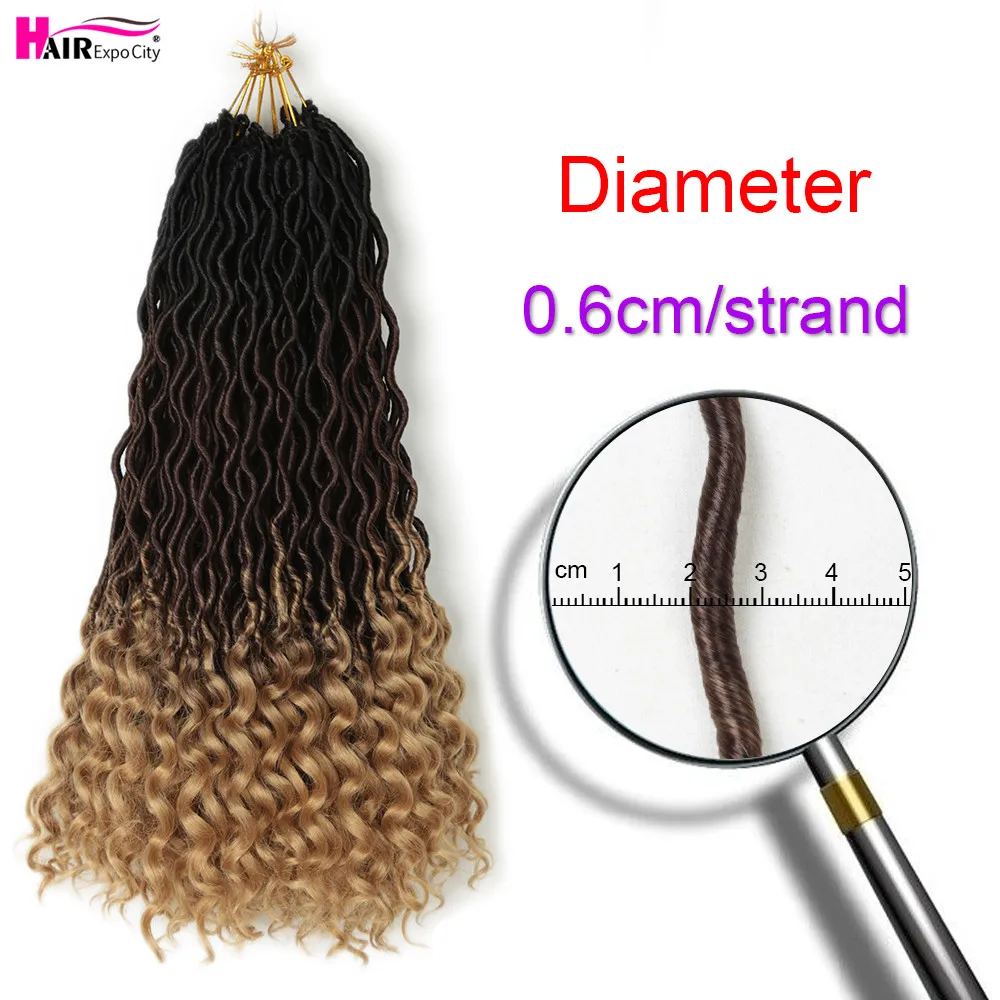 20" Goddess Faux Locs Crochet Hair Synthetic Twist Hair Extensions Dread Braiding Hair New Stytle 24Stands/Pack Hair Expo City