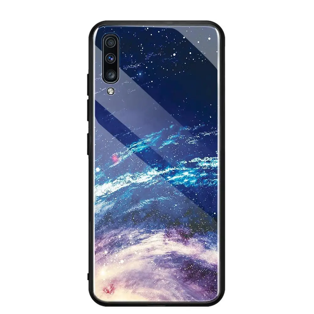 Закаленное Стекло чехол для samsung Galaxy A70 A50 A30 A20 A10 S10Plus S9 S8 Note10 Note9 Note8 A750 чехол противоударный мягкий край крышки - Цвет: 15