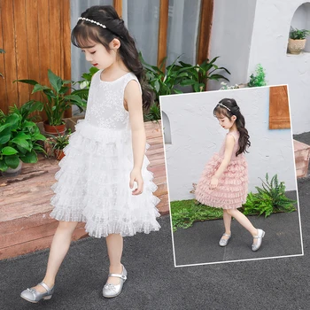 

Baby Girls Summer Floral Sleeveless Dress Princess Party Tulle Flower Dresses Toddler Infant Girls Mesh Tutu Dress 0-3Y Clothing