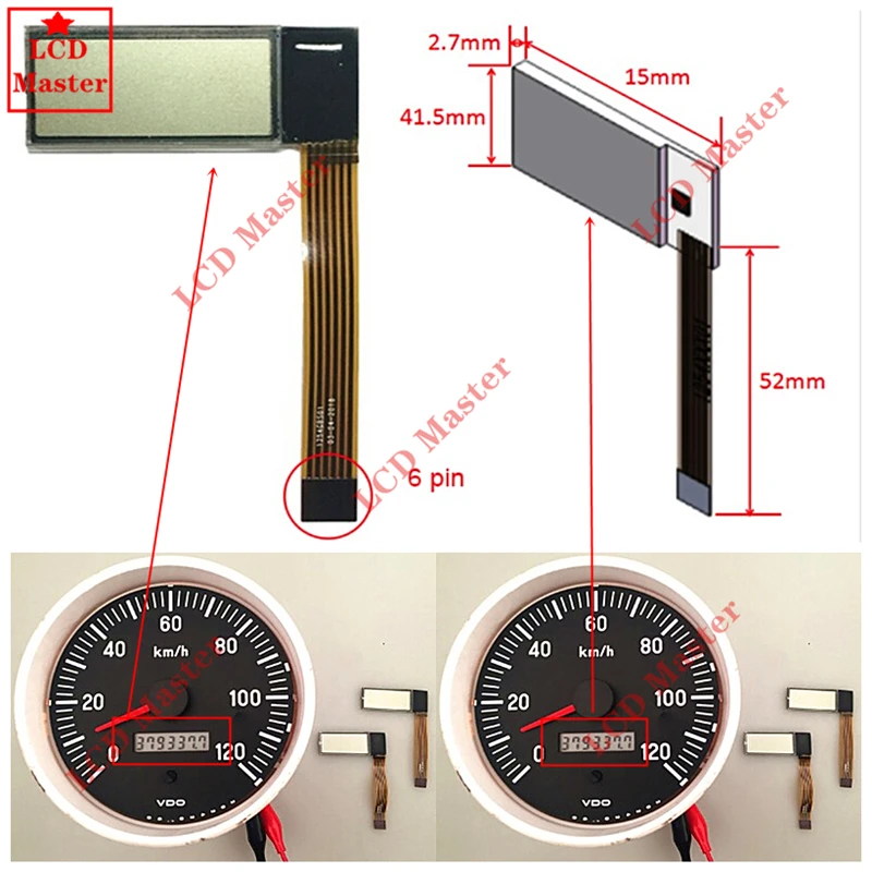 Speedometer / Tachometer LCD display for Kenworth trucks VDO international VDO cockpit vision Jcb tractor Volvo penta 1pcs