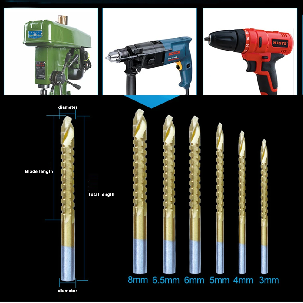 6PCS 3-8MM Electric Drill Metal Hole Grooving Drill Saw Carpenter Woodworking Tools Titanium Coated HSS Drill Bit 6PCS 3-8MM Electric Drill Metal Hole Grooving Drill Saw Carpenter Woodworking Tools Titanium Coated HSS Drill Bit