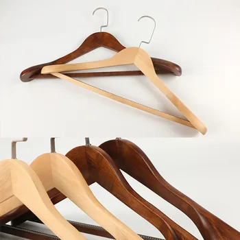 

Space-saving Wide Shoulder Wooden Coat Hangers - Solid Wood Suit Hanger Home High-Grade Multi-function Hook Closet Organizer