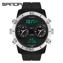 

SANDA New Fashion Men Watches Dual Display Quartz Wristwatch Waterproof Military Sport Watch for Male Clock relogios masculino