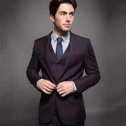2021 New High-Quality Customized Men's Suit Notched Lapel Groom Wedding Fashion Design 3-Piece Set (Coat + Pants + Vest + Tie)