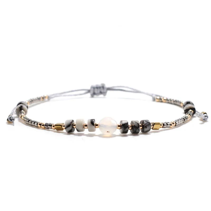 Handmade Seed Beads Bracelet with Natural Howlite Stone for Women