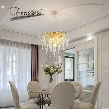 

Nordic Luxury Gold Crystal LED Chandelier LOFT Villa Large Lustre LED Pendant Lamp for Living Room Hotel Hall Art Decor Lighting