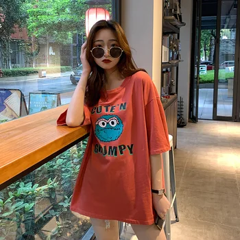 

Short Sleeve T-shirts Women 2020 Summer New Cartoon Printing Loose T-shirts Ins Top Women Shirts Harajuku Korean Clothes