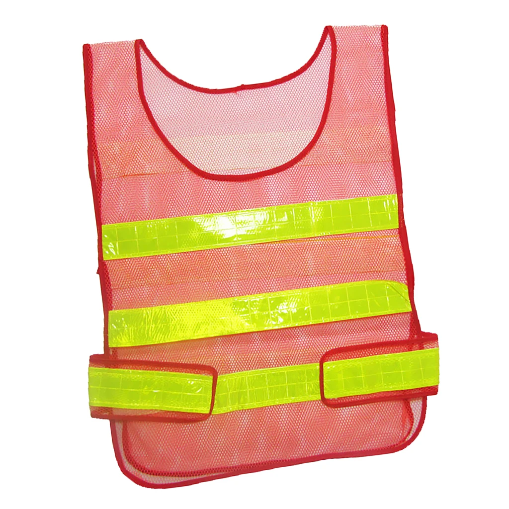 Регулируемая безопасность сигнальный жилет куртка светоотражающие полосы одежда на открытом воздухе-красный