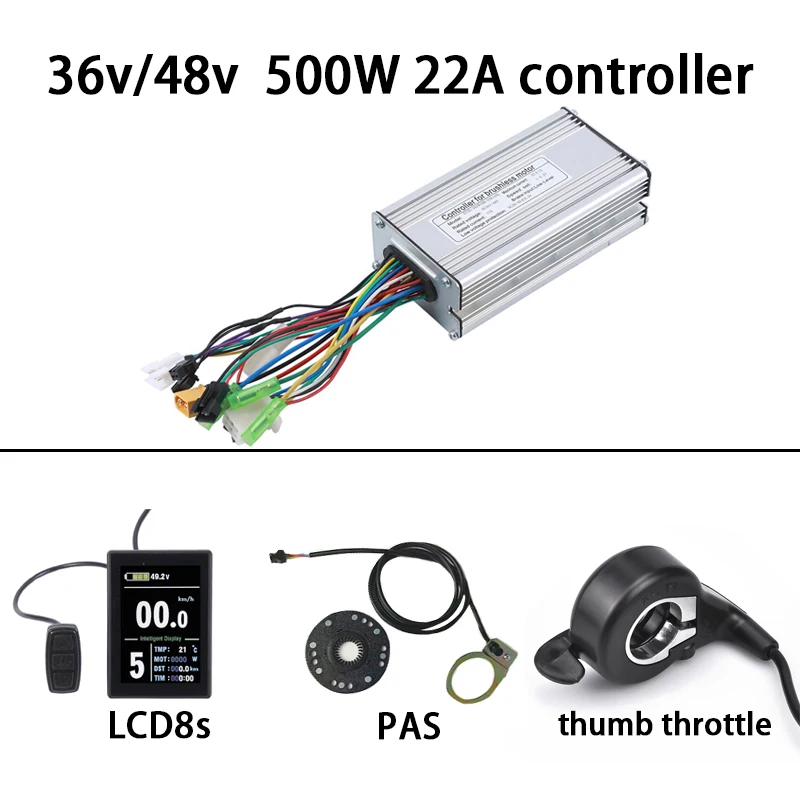 KT22A LCD8SS 36v-48 250 Вт/350 Вт/500 Вт/750 Вт/1000 Вт/1500 Вт Электрический велосипед конверсионный комплект контроллер с LCD5 LCD3 и цветной дисплей LCD8s - Цвет: KT22A LCD8SS