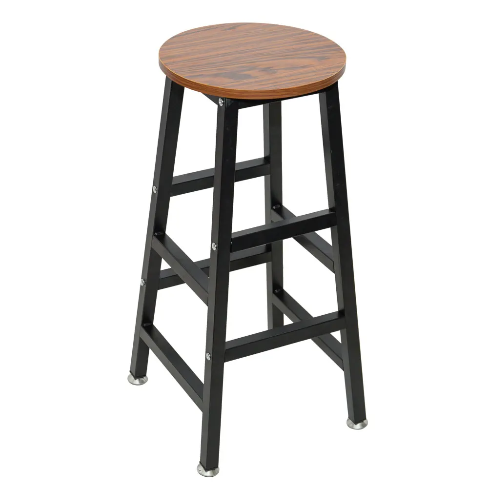 Wooden Round Bar Stool Vintage Pub Seat Retro Metal Frame Wood Top Chair for Restaurant WWO | Мебель