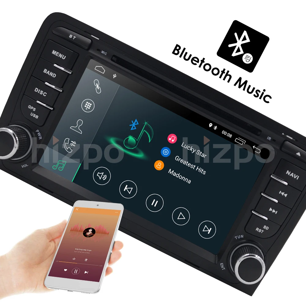 Top Ossuret Quad core 2 din Android 9.0 Car GPS Navigation for Audi A3 (2003-2011) Stereo AutoRadio Bluetooth WIFI 4G DVD DAB CAM 10