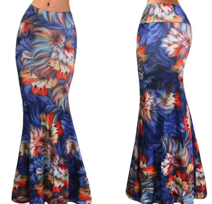Женская модная юбка в этническом стиле с геометрическим принтом, пляжная юбка в пол, юбка макси с высокой талией, эластичная юбка миди, одежда размера плюс - Цвет: 13