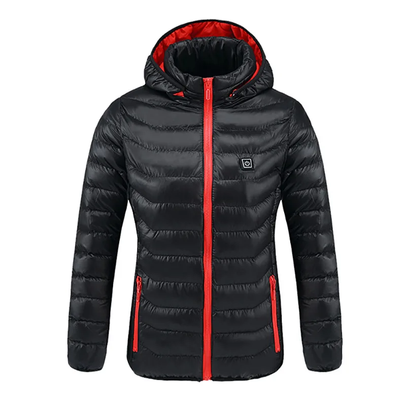 XS-XXL для женщин USB электрическая батарея с подогревом куртки для улицы с длинным рукавом Отопление с капюшоном пальто куртки теплая зимняя теплая одежда