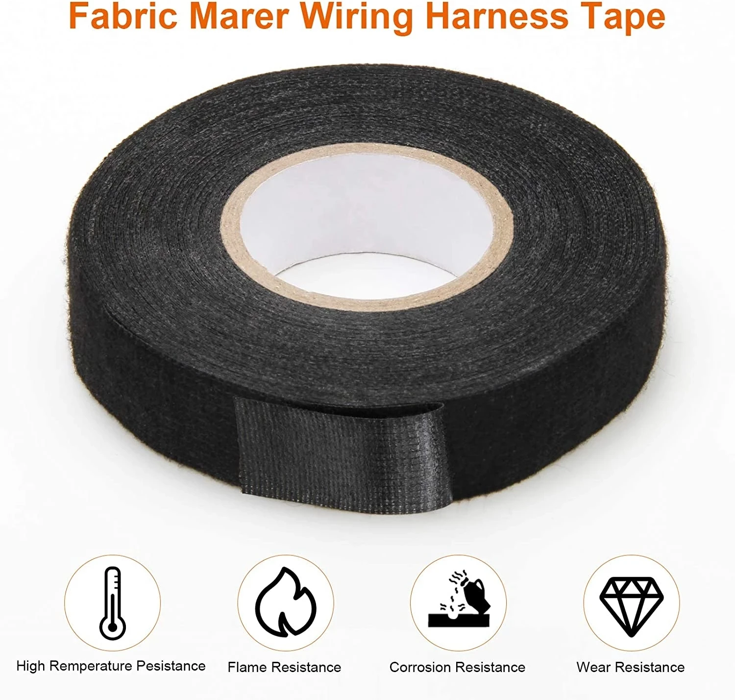 15 Meter Heat-resistant Flame Retardant Tape Coroplast Adhesive Cloth Tape For Car Cable Harness Wiring Loom Protection Tape