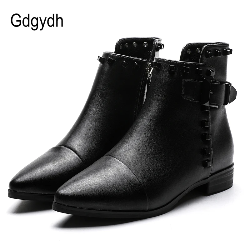 Женские ботильоны с заклепками Gdgydh черные кожаные вечерние ботинки челси на