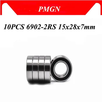 

10pcs ABEC-5 6902-2RS High quality 6902RS 6902 2RS 15x28x7mm 6902 RS Rubber Sealed Cover Thin Wall Deep Groove Ball Bearing