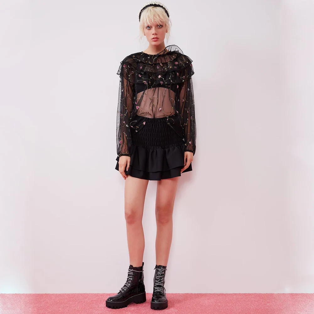 Ladyfirsy ZA юбка женская сексуальная шикарная юбка сзади Сексуальная молния оборки необычный дизайн женские повседневные стильные мини юбки Mujer