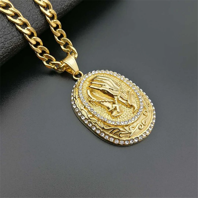 

Luxury Designs Prayer Pendant Necklaces For Women Best Friend Gift Wholesale Stainless Steel Chain Necklace Trendy Jewelry Men