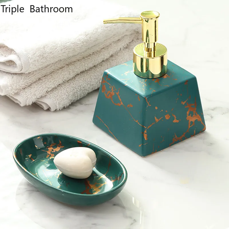 Nordic Marbling Pattern Soap Bottles Ceramic Soap Holders Liquid