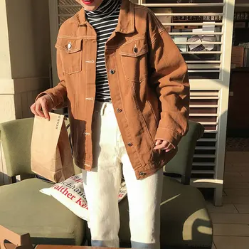 

Denim Jacket For Women white Color Jeans Coat BF Style Loose Outwear tops