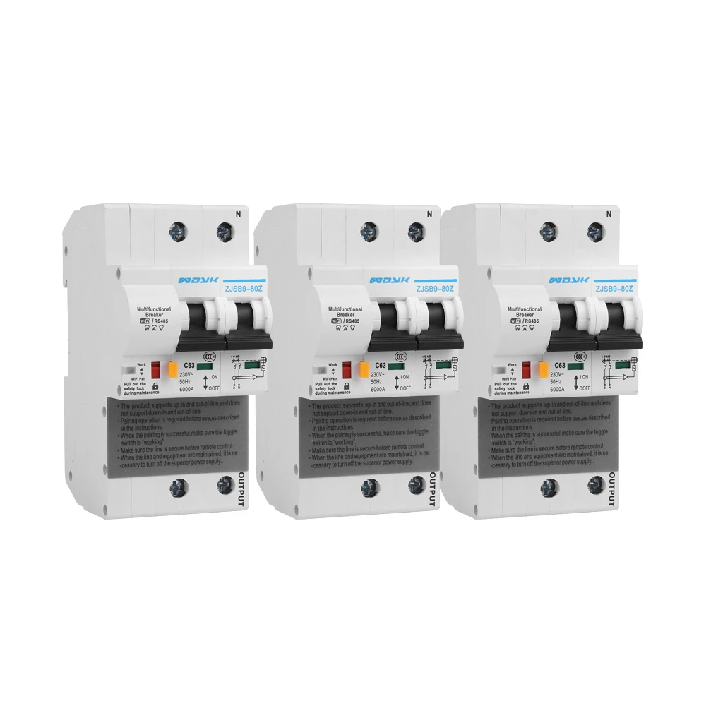 

3PCS The second generation 2P WiFi Smart Circuit Breaker with Energy monitoring compatible with Alexa and Google for Smart home