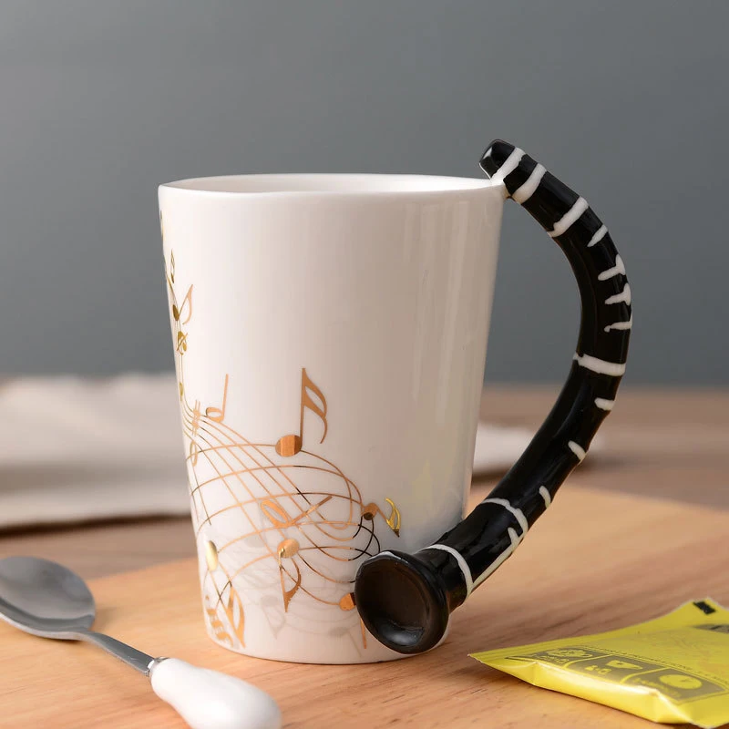 Горячая Распродажа, фирменная Новинка, оригинальная керамическая чашка кларнет, музыкальная чашка, креативная кофейная чашка, чашка для завтрака, молока, кружка, одна - Цвет: 3