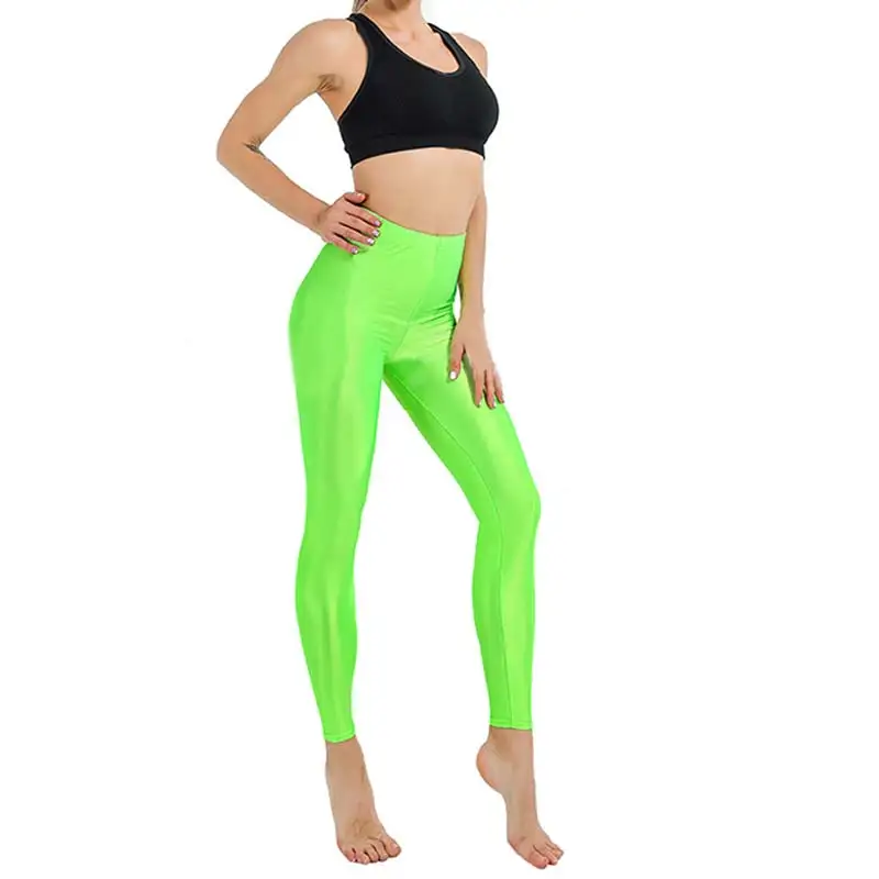 Women Pant For Girl Spandex Shiny Solid Color Fluorescent Leggings Casual Elastic High Quality Large Size 1PC Trousers New