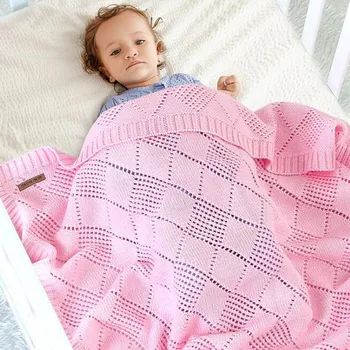 

New 2020 Spring Autumn Winter Infant Baby Boy Girl Pure Color Knit Blanket Newborn Baby Quilt Boys Girls Hold Blanket