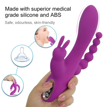 3 in 1 G Spotter Rabbit Anal Dildo Vibrator Sex Toy for Woman Adult with10 Vibrating Modes Waterproof Clitoris Massage Stimulato 5