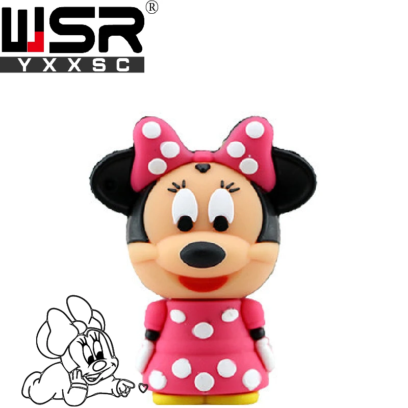 Cratoon Minnie Mickey usb2.0 Флешка 4 ГБ 8 ГБ 16 ГБ фактическая емкость usb Флешка 32 Гб 64 Гб мини милые водонепроницаемые подарки для детей