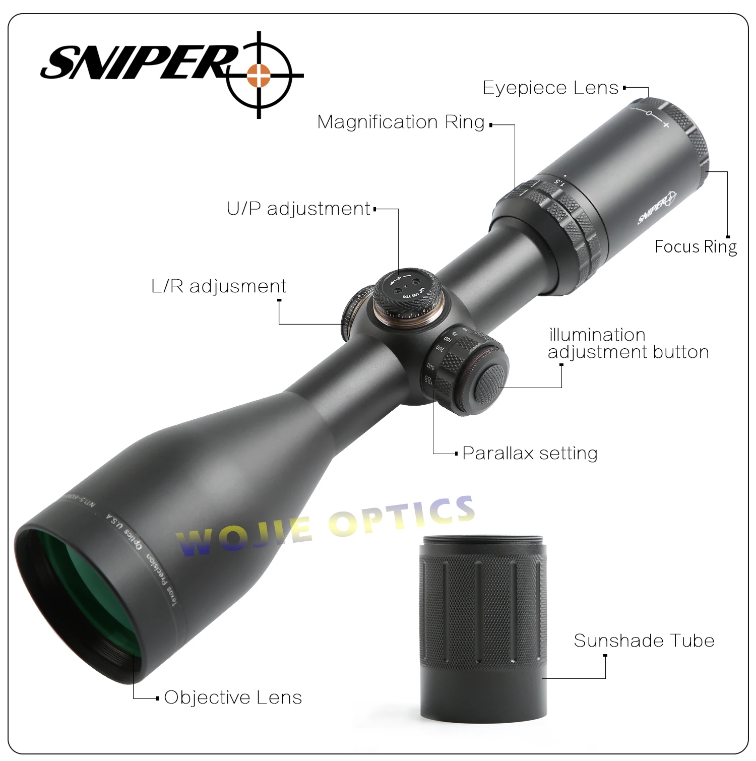 SNIPER NT 1,5-6X56 SAL прицел тактический оптический прицел полный размер сетка Ночная Охотничья винтовка с оптическим прицелом красная точка прицел