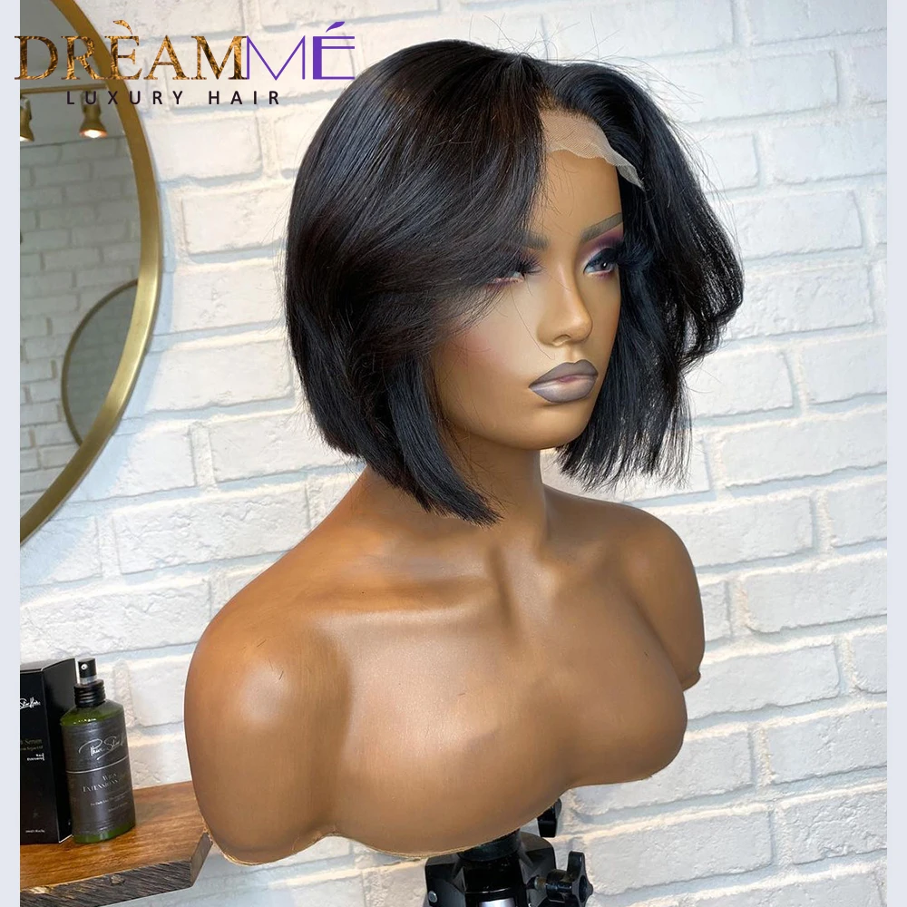 Short Bob Pixie Cut Lace Front Wig Human Hair Straight Remy Brazilian Natural Color 4x4 Lace Closure Wig For Women For Women
