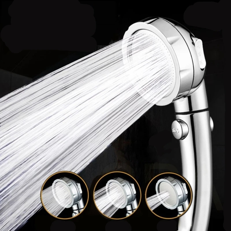 

Bathroom Water Saving shower 3-Function SPA shower head with switch on/off button high Pressure Anion Filter Bath hand Shower