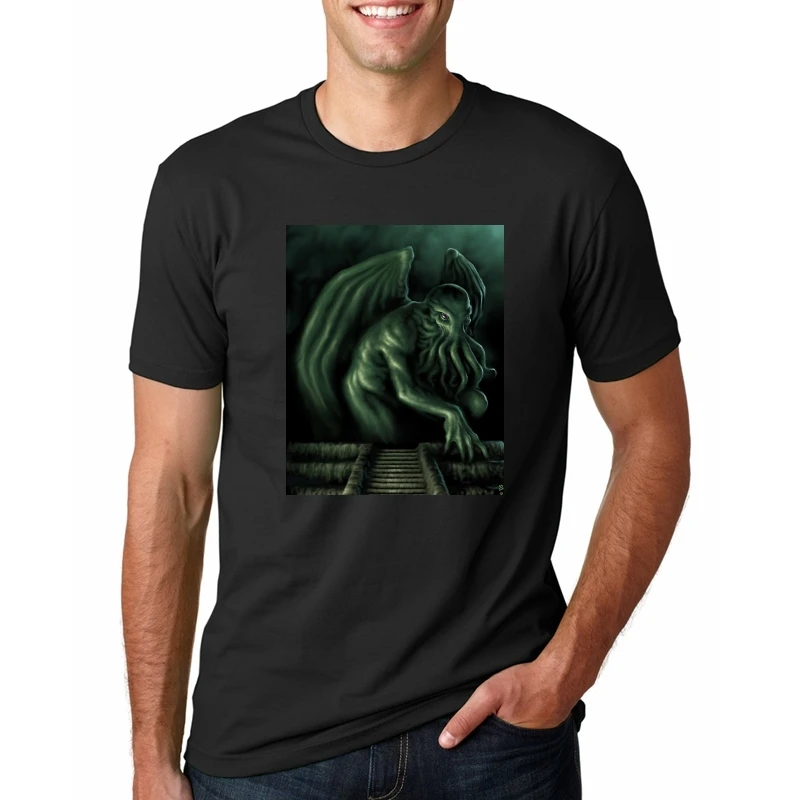 Ретро футболка loveccraft Call of Cthulhu, Мужская футболка с коротким рукавом и принтом Homme, Cthulhu футболка, дешевая крутая Мужская футболка