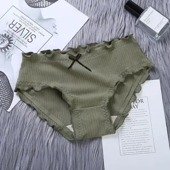 

Pleated cotton antibacterial file ladies plus size panties feminine sense package hip fungus triangle no trace