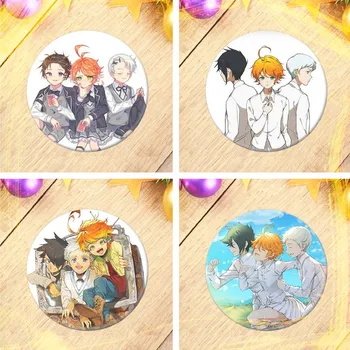 

The Promised Neverland Brooches Badge Anime Cartoon Figure Round Metal Display Brooch Pin Jewelry