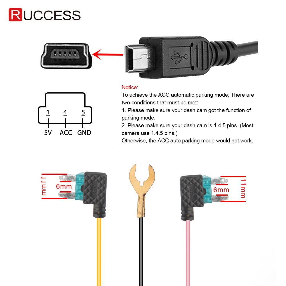 Жесткий провод RUCCESS в комплекте с мини USB 12 В 24 до 5 2 А Автомобильный для