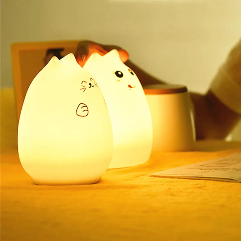 

Led Colorful Silicone Sensor Night Light Cartoon Cute Pet Clap Lamp Atmosphere Bedside Table Eye Protection Portable Interior