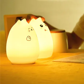 

Led Colorful Silicone Sensor Night Light Cartoon Cute Pet Clap Lamp Atmosphere Bedside Table Eye Protection Portable Interior